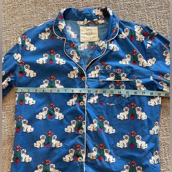 Printfresh Blue Long Pajama Set Dog Pattern, Anthropologie, Organic Cotton, XXS - Picture 8 of 16